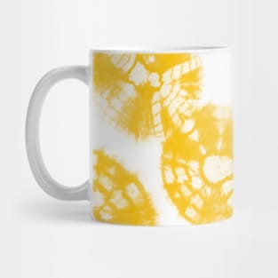 Shibori Kumo yellow dots over white Mug